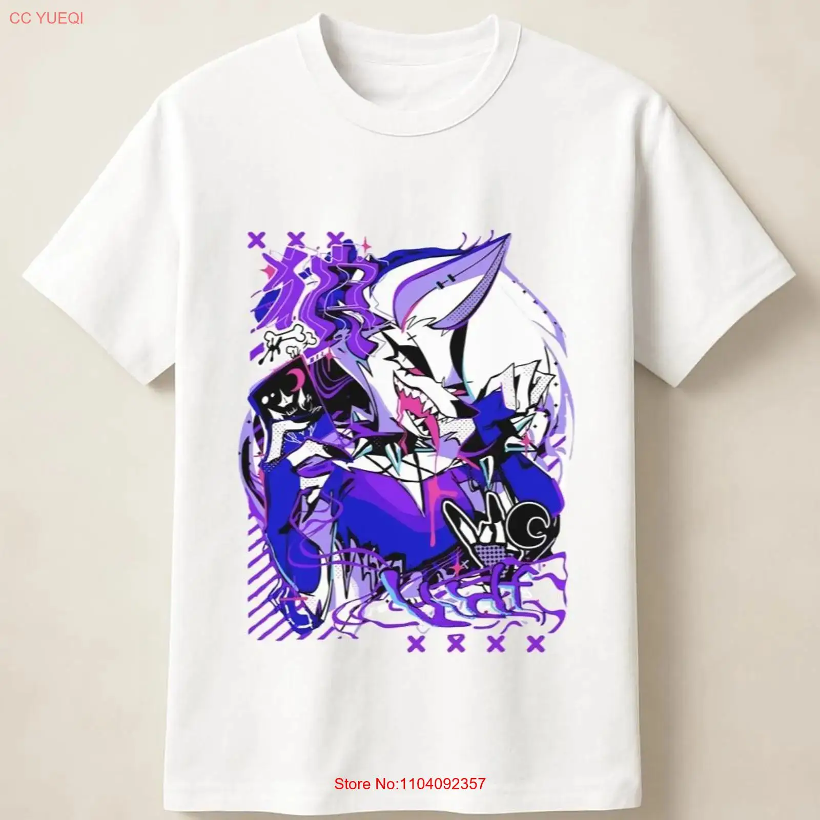 Vintage Fashion Jersey - Camiseta Morada con Estampado de Lobo