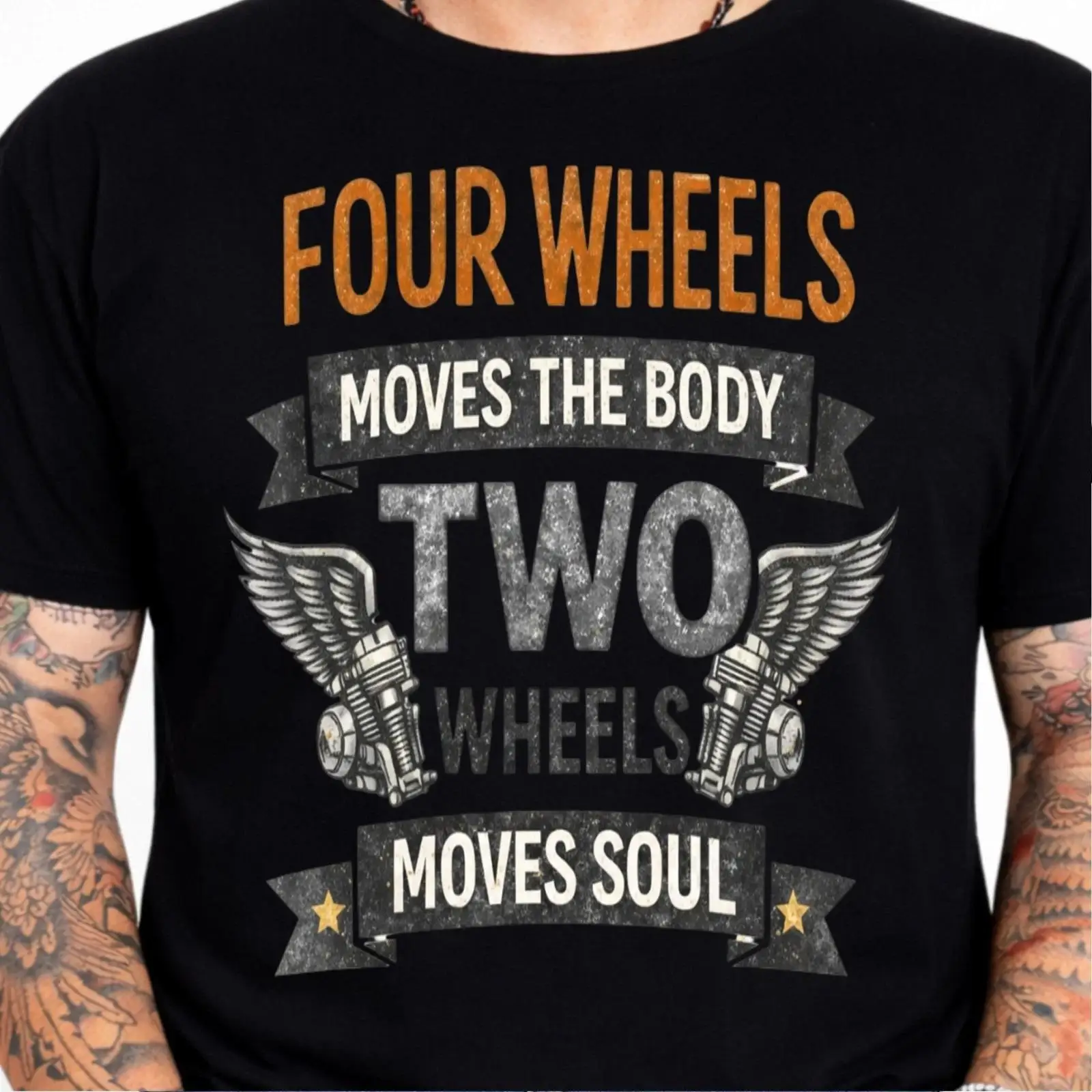 Vintage Fashion Wheel - Camiseta de motociclista vintage con diseño