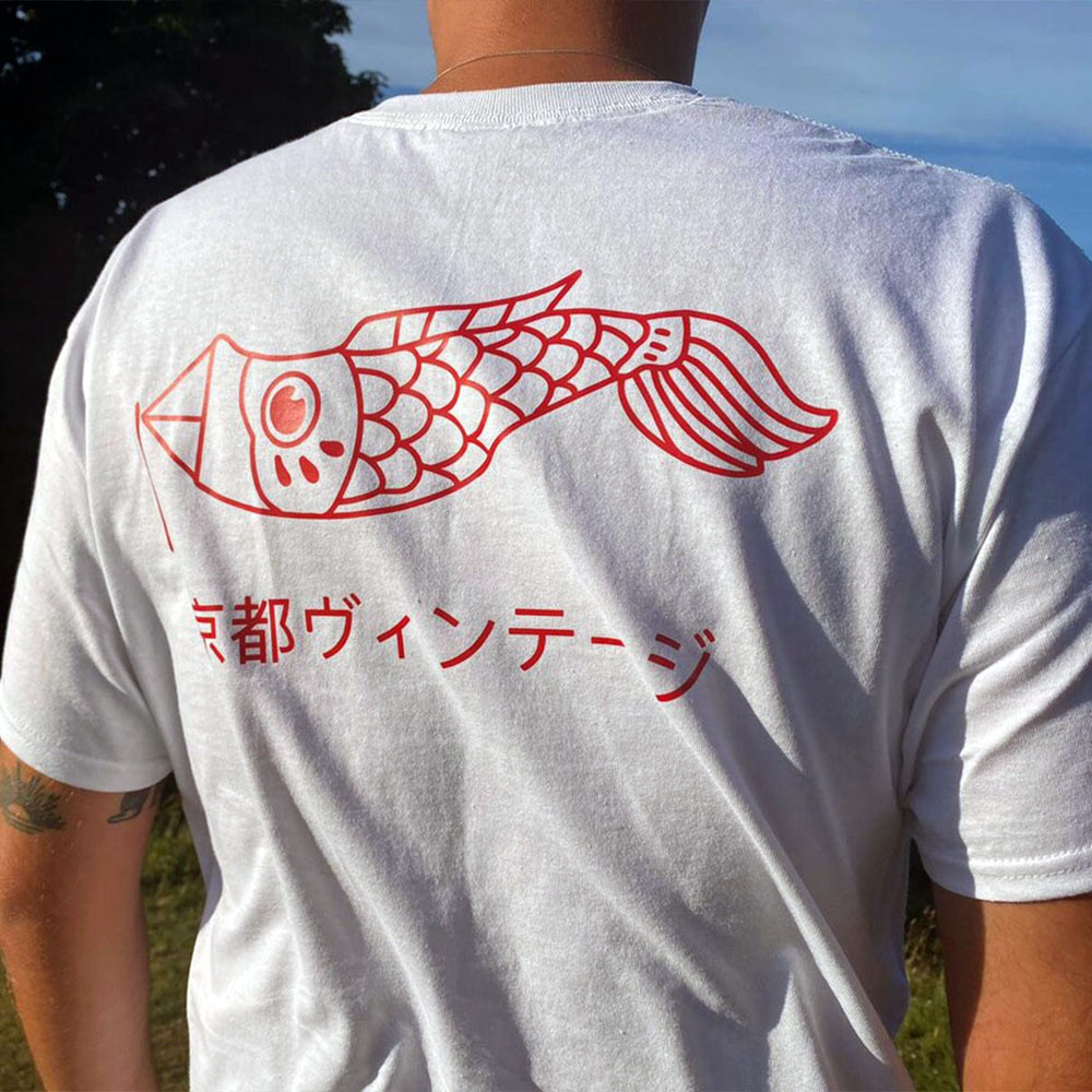 Vintage Fashion Kyoto - Camiseta con estampado blanco para hombre