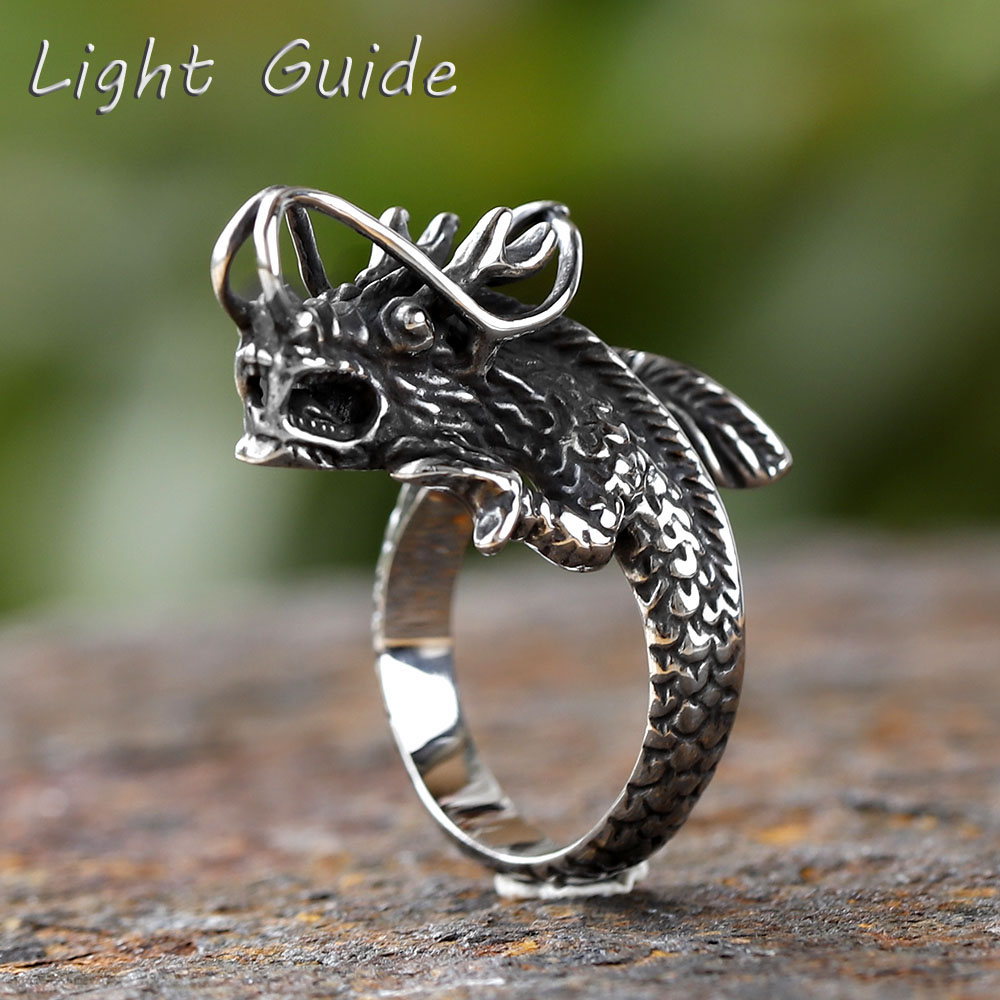 Vintage Fashion Guide - Anillo de acero inoxidable 316L para