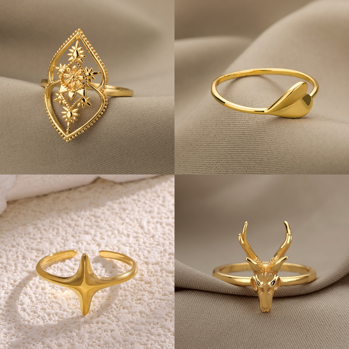 Vintage Fashion Patterns - Anillos de mujer con estampado de