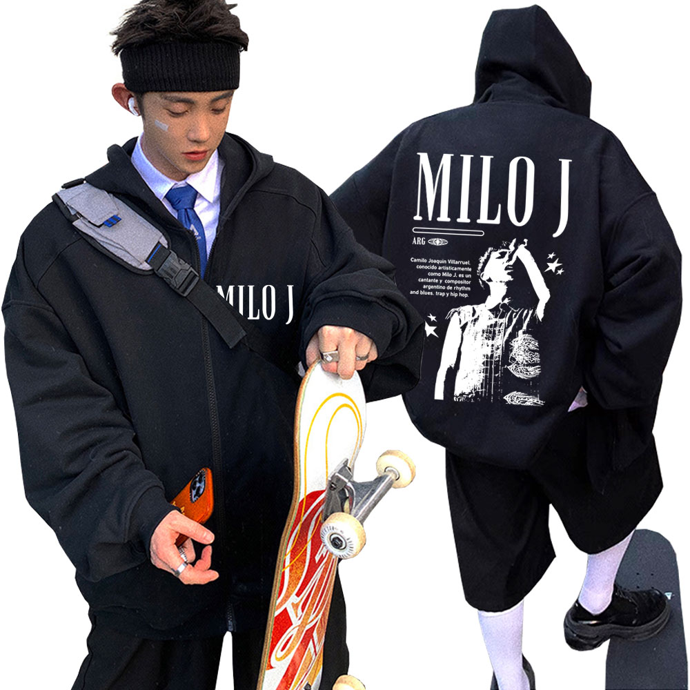 Rapero Milo J gráfico cremalle - Vintage Fashion Pop Up reseña y precio